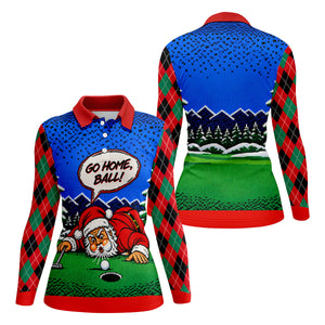 Go Home Ball Santa Putting Christmas Golf Shirt, Ladies Golf Tops, Ladies Golf Shirts