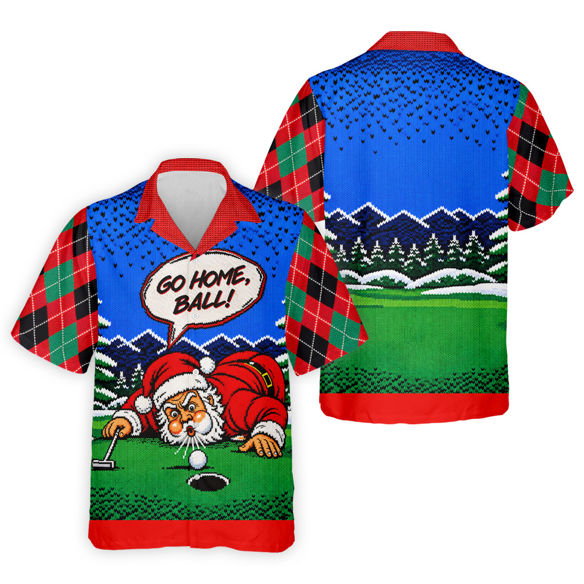 Go Home Ball Santa Putting Christmas Golf Shirt, Mens Golf Clothing, Mens Golf Shirts