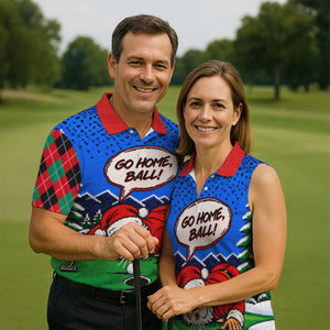 Go Home Ball Santa Putting Christmas Golf Shirt, Mens Golf Clothing, Mens Golf Shirts