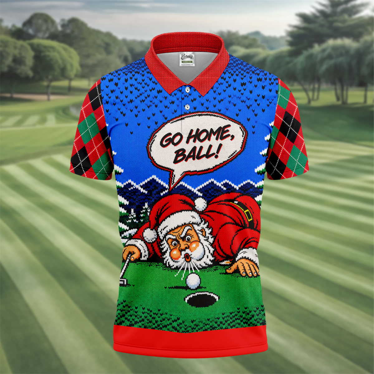 Go Home Ball Santa Putting Christmas Golf Shirt, Mens Golf Clothing, Mens Golf Shirts