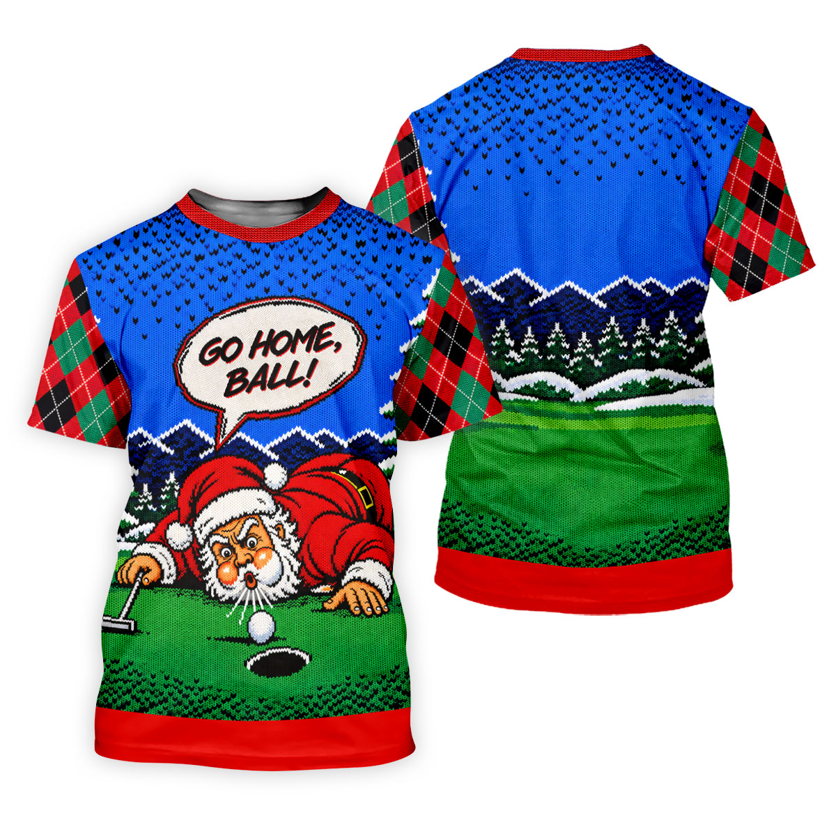 Go Home Ball Santa Putting Christmas Golf Shirt, Mens Golf Clothing, Mens Golf Shirts