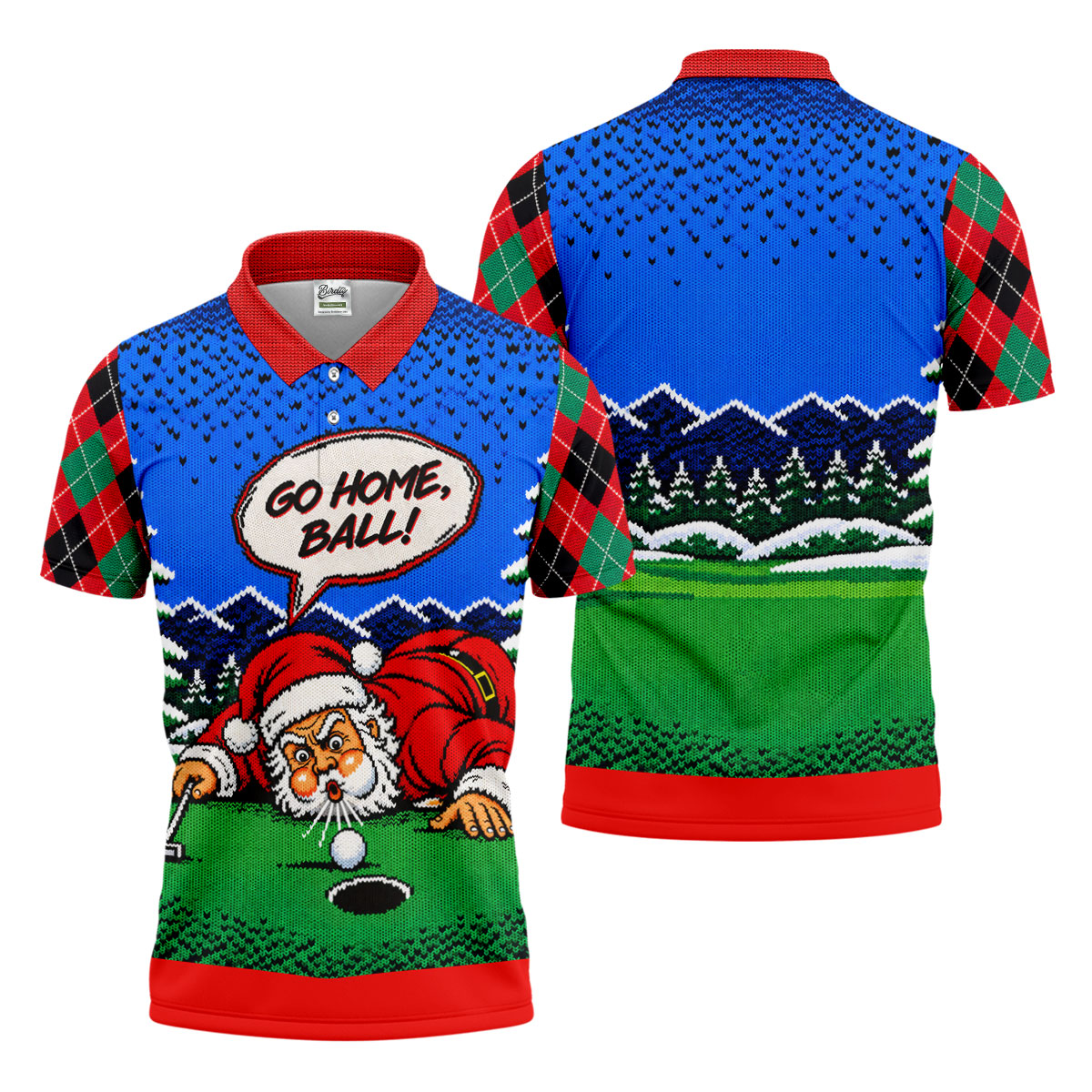 Go Home Ball Santa Putting Christmas Golf Shirt, Mens Golf Clothing, Mens Golf Shirts