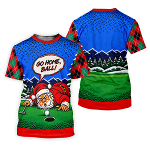 Go Home Ball Santa Putting Christmas Golf Shirt, Ladies Golf Tops, Ladies Golf Shirts