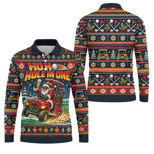 Ho Ho Hole In One Santa Christmas Golf Shirt, Mens Golf Clothing, Mens Golf Shirts