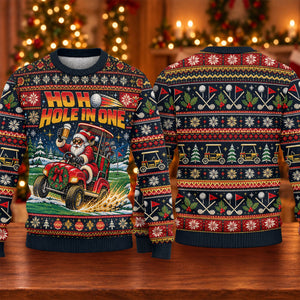 Ho Ho Hole In One Santa Ugly Christmas Sweater, Golf Lover Gifts, Christmas Gifts
