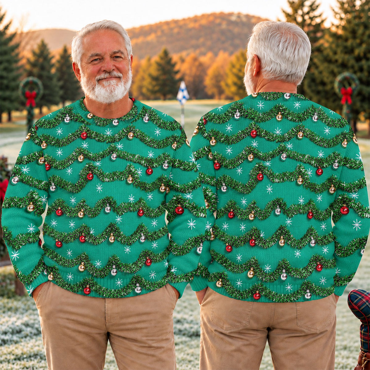 Tinsel Garland Ornaments Ugly Christmas Sweater, Christmas Golf Gift, Christmas Gifts