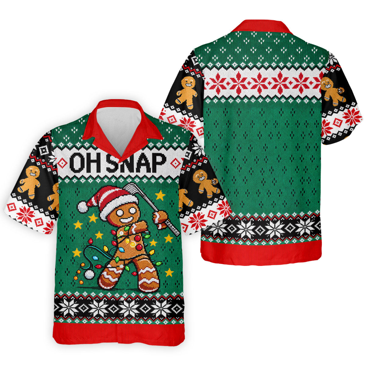 Oh Snap Gingerbread Christmas Golf Shirt, Mens Holiday Golf Shirts, Golf Polo For Men