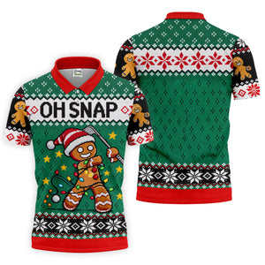Oh Snap Gingerbread Christmas Golf Shirt, Mens Holiday Golf Shirts, Golf Polo For Men
