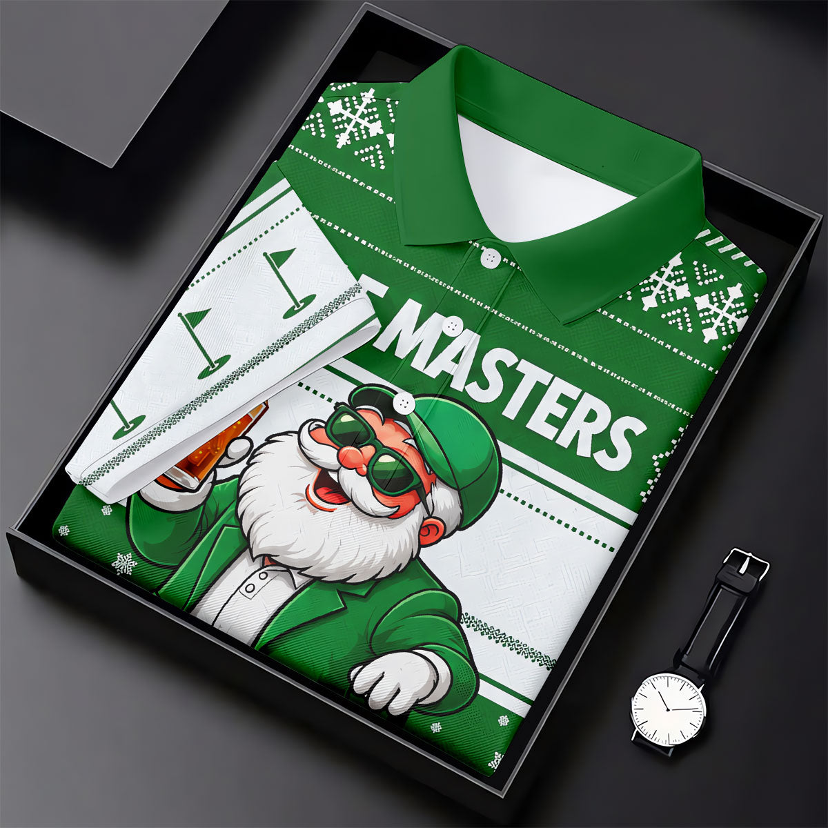 Green Jacket Santa Beer Christmas Golf Shirt, Golf Shirts For Women, Womens Golf Tops