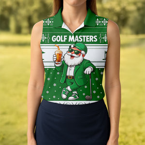 Green Jacket Santa Beer Christmas Golf Shirt, Golf Shirts For Women, Womens Golf Tops