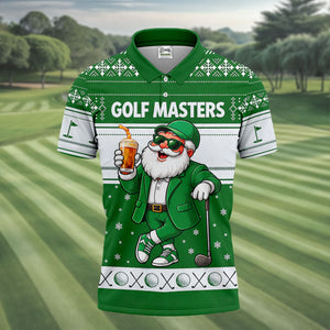 Green Jacket Santa Beer Christmas Golf Shirt, Golf Shirts For Men, Golf Polo For Men