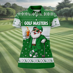 Green Jacket Santa Beer Christmas Golf Shirt, Golf Shirts For Women, Womens Golf Tops