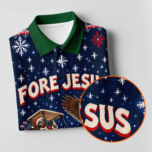 Fore Jesus Eagle Flag Christmas Golf Shirt, Womens Golf Clothing, Womens Golf Apparel