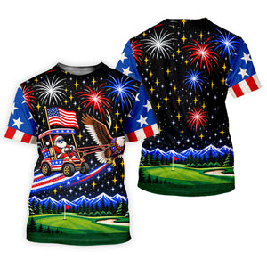 Eagle Santa Golf Cart Christmas Golf Shirt, Ladies Golf Shirts, Golf Shirts For Women