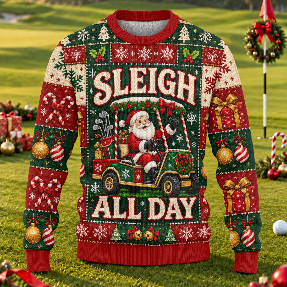 Sleigh All Day Santa Ugly Christmas Sweater, Christmas Gifts, Funny Christmas Outfit