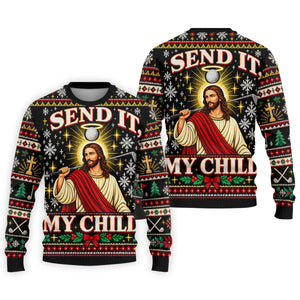 Send It My Child Jesus Christmas Golf Shirt, Mens Golf Polo, Mens Holiday Golf Shirts