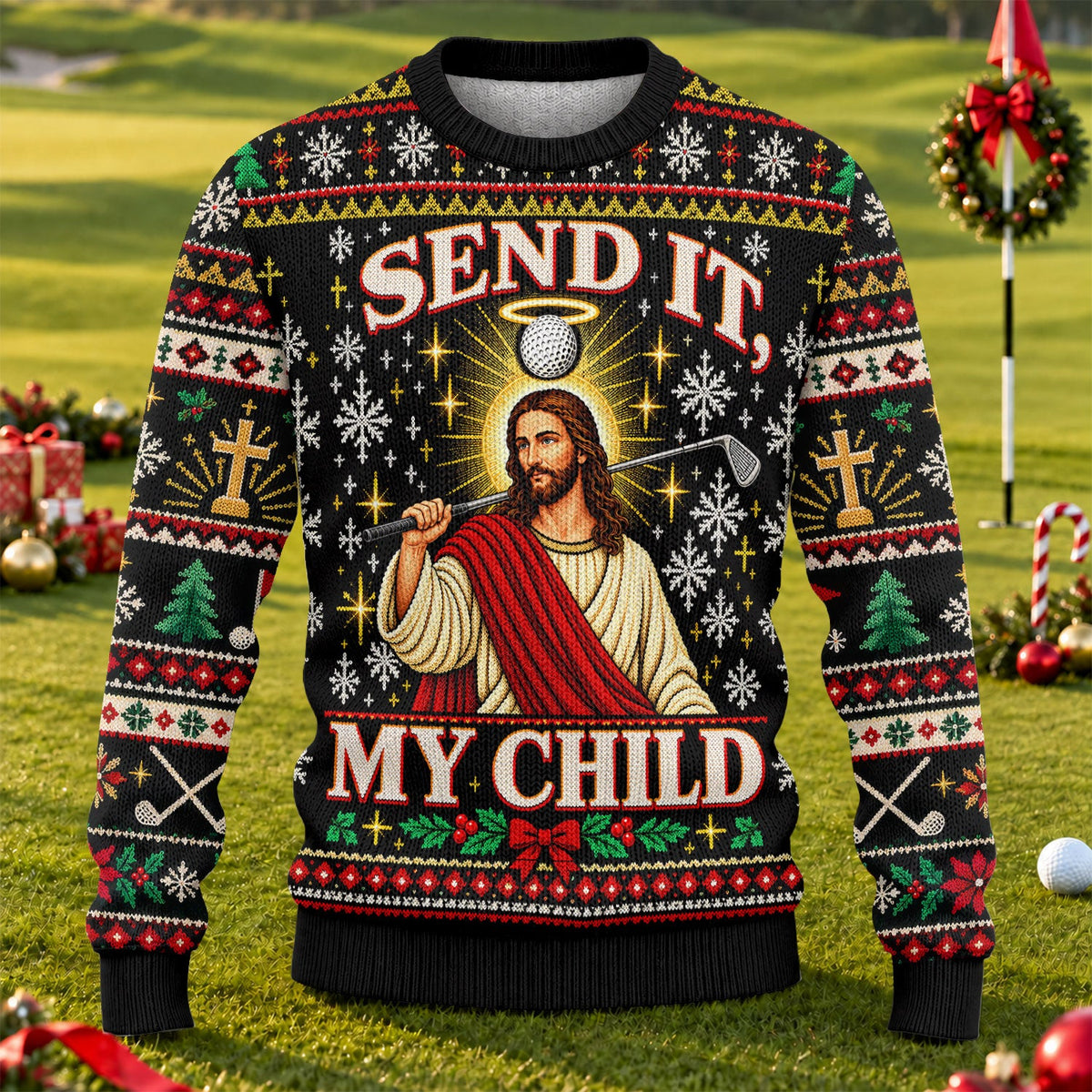 Send It My Child Jesus Ugly Christmas Sweater, Christmas Gifts, Holiday Party Sweater
