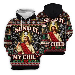 Send It My Child Jesus Christmas Golf Shirt, Ladies Golf Apparel, Womens Golf Apparel