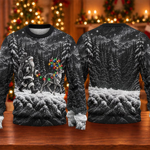 Santa Reindeer Lights Ugly Christmas Sweater, Funny Xmas Gift, Funny Christmas Outfit