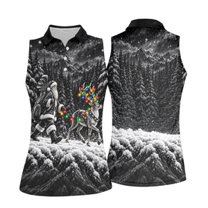 Santa Reindeer Lights Christmas Golf Shirt, Golf Gifts For Women, Womens Golf Shirts
