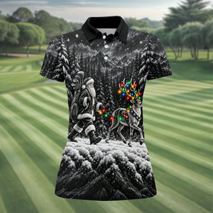 Santa Reindeer Lights Christmas Golf Shirt, Golf Gifts For Women, Womens Golf Shirts
