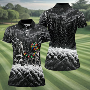 Santa Reindeer Lights Christmas Golf Shirt, Golf Gifts For Women, Womens Golf Shirts