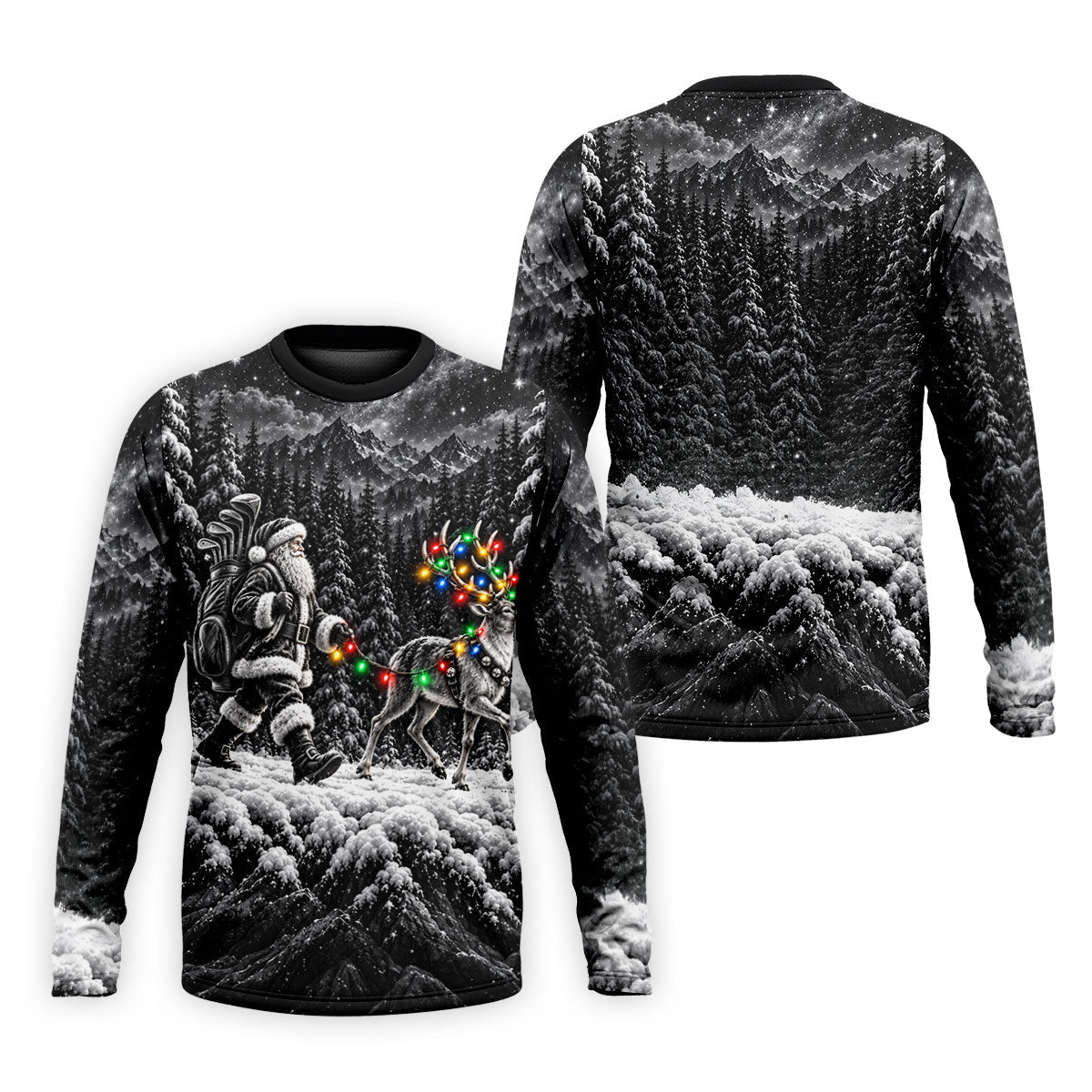 Santa Reindeer Lights Christmas Golf Shirt, Golf Polo For Men, Funny Mens Golf Shirts