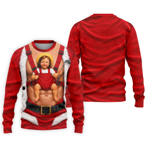 Santa Abs Baby Carrier Christmas Golf Shirt, Mens Golf Clothing, Golf Shirts For Men