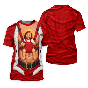 Santa Abs Baby Carrier Christmas Golf Shirt, Mens Golf Clothing, Golf Shirts For Men
