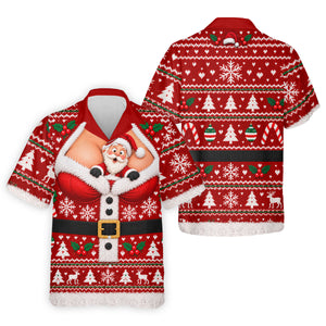 Santa Peeking Busty Knit Christmas Golf Shirt, Funny Mens Golf Shirts, Mens Golf Polo
