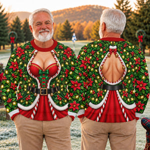 Holly Corset Busty Dress Ugly Christmas Sweater, Funny Xmas Gift, Christmas Golf Gift