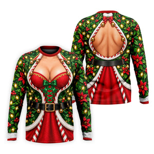 Holly Corset Busty Dress Christmas Golf Shirt, Golf Gifts For Men, Mens Golf Clothing