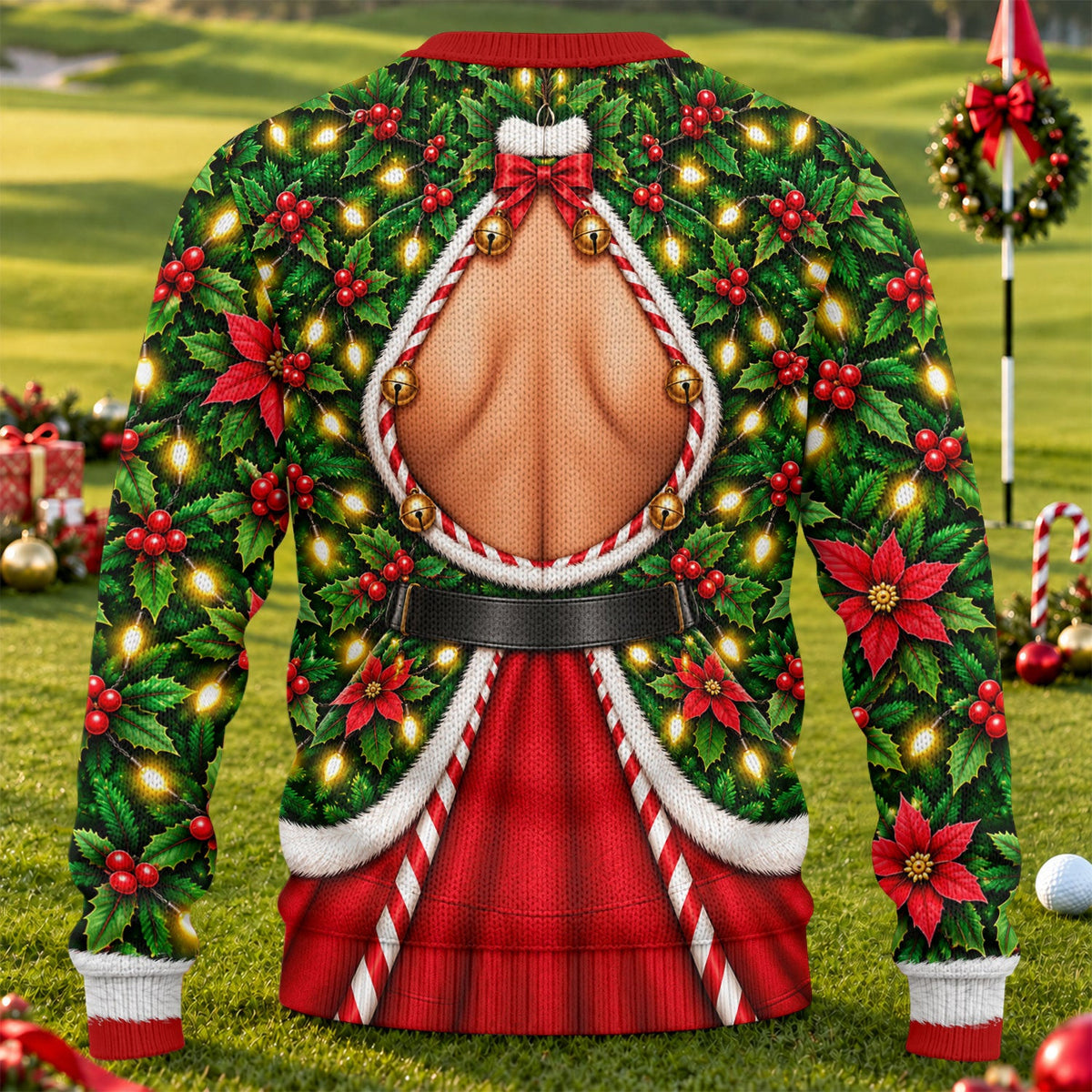 Holly Corset Busty Dress Ugly Christmas Sweater, Funny Xmas Gift, Christmas Golf Gift
