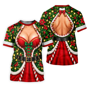 Holly Corset Busty Dress Christmas Golf Shirt, Golf Gifts For Men, Mens Golf Clothing