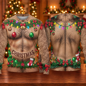 Hairy Chest Ornaments Ugly Christmas Sweater, Christmas Gifts, Christmas Party Outfit