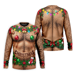Hairy Chest Ornaments Christmas Golf Shirt, Golf Shirts For Men, Golf Gifts For Men