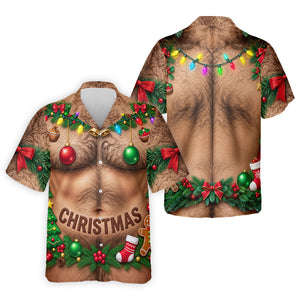 Hairy Chest Ornaments Christmas Golf Shirt, Golf Shirts For Men, Golf Gifts For Men