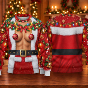 Ornament Pasties Santa Ugly Christmas Sweater, Christmas Gifts, Holiday Party Sweater