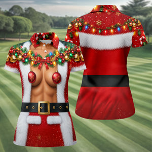 Ornament Pasties Santa Christmas Golf Shirt, Womens Golf Apparel, Ladies Golf Apparel