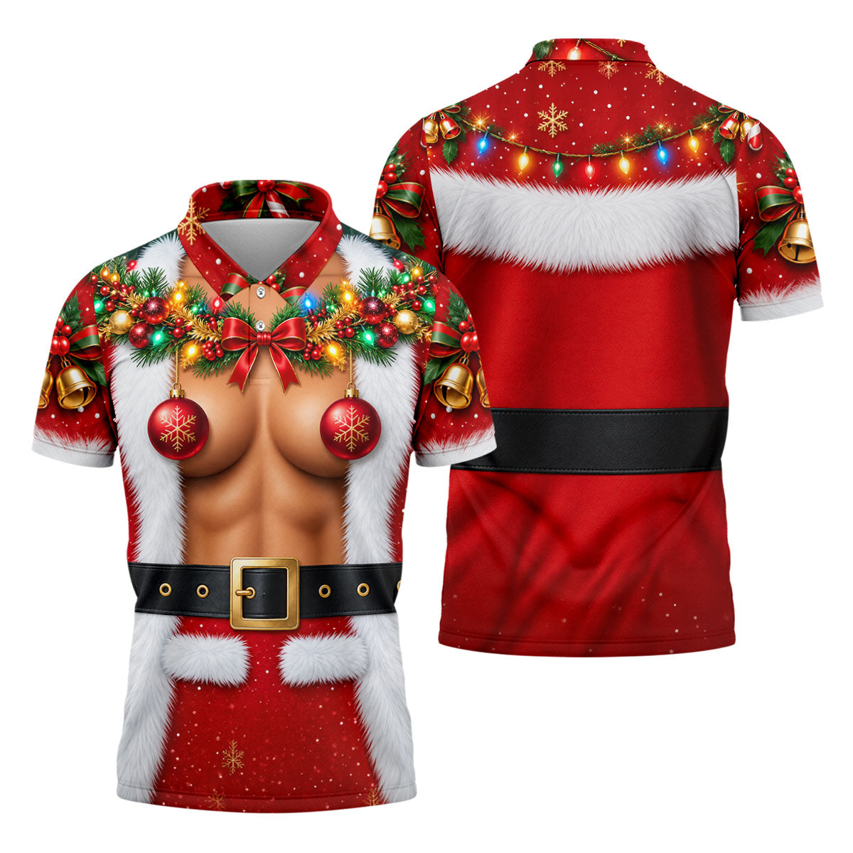Ornament Pasties Santa Christmas Golf Shirt, Mens Golf Shirts, Funny Mens Golf Shirts