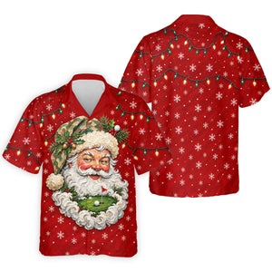 Camo Hat Santa Face Christmas Golf Shirt, Mens Holiday Golf Shirts, Mens Golf Apparel