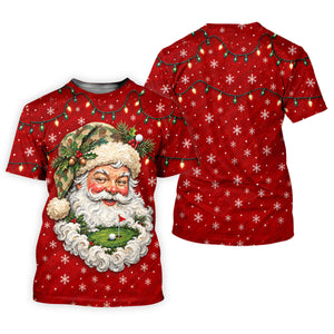 Camo Hat Santa Face Christmas Golf Shirt, Womens Golf Clothing, Golf Shirts For Women