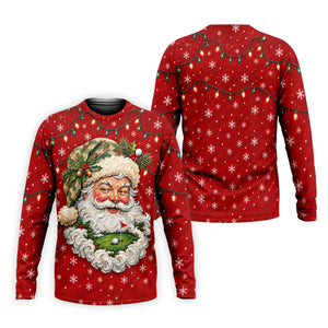 Camo Hat Santa Face Christmas Golf Shirt, Mens Holiday Golf Shirts, Mens Golf Apparel