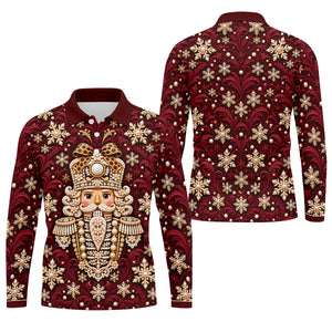 Pearl Nutcracker Christmas Golf Shirt, Mens Golf Clothing, Mens Holiday Golf Shirts