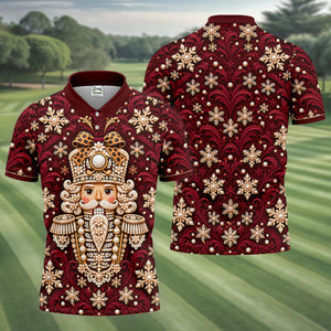 Pearl Nutcracker Christmas Golf Shirt, Mens Golf Clothing, Mens Holiday Golf Shirts