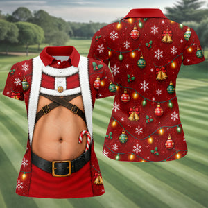 Santa Belly Harness Vest Christmas Golf Shirt, Womens Golf Clothing, Womens Golf Tops