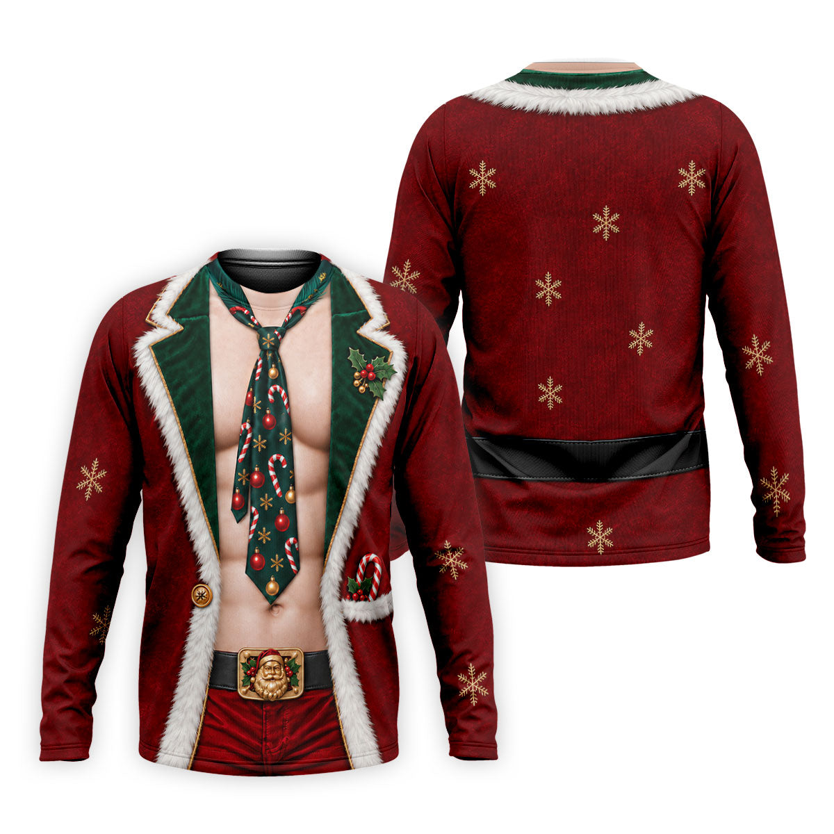 Santa Suit Tie Six Pack Christmas Golf Shirt, Golf Shirts For Men, Mens Golf Shirts