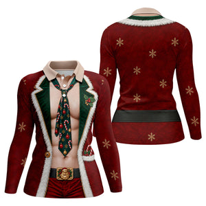 Santa Suit Tie Six Pack Christmas Golf Shirt, Womens Golf Shirts, Womens Golf Apparel