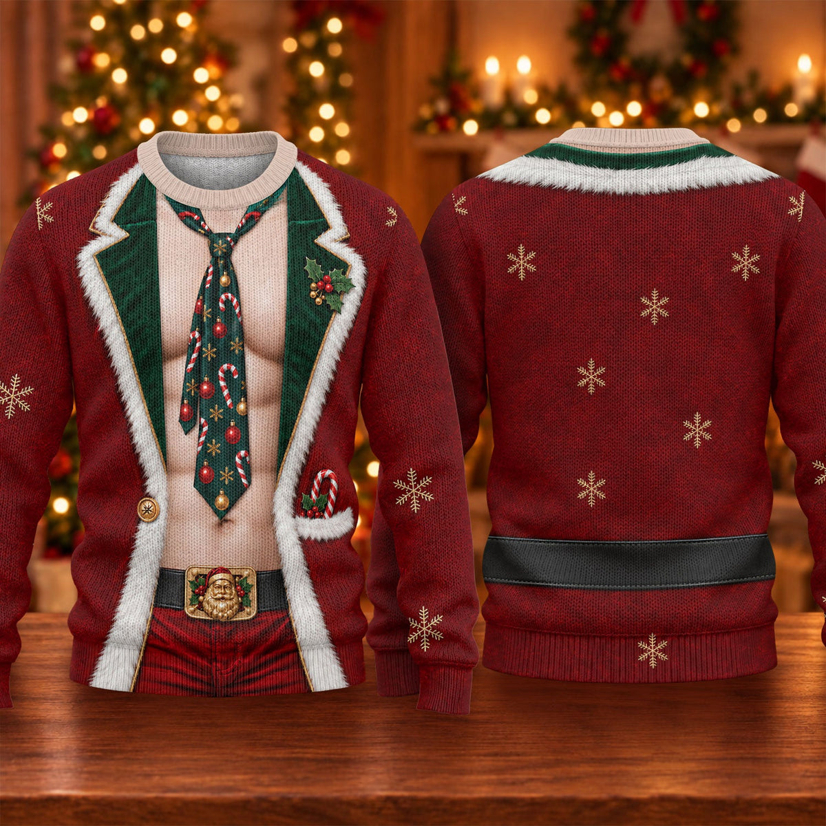 Santa Suit Tie Six Pack Ugly Christmas Sweater, Christmas Golf Gift, Golf Lover Gifts