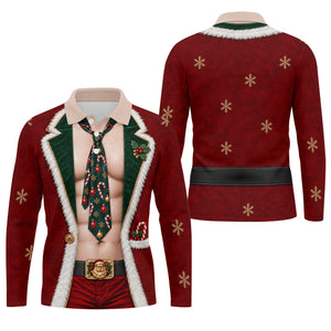 Santa Suit Tie Six Pack Christmas Golf Shirt, Golf Shirts For Men, Mens Golf Shirts